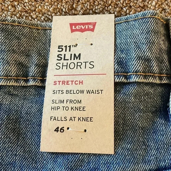 Levi’s 511 cut off Jean shorts Raw hem Big & Tall Medium wash Men’s size 46 NWT - Picture 8 of 14